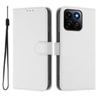 For Honor 200 Smart Skin Feel Solid Color Leather Phone Case with Lanyard(White) - 2