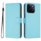 For Honor 200 Smart Skin Feel Solid Color Leather Phone Case with Lanyard(Sky Blue) - 2