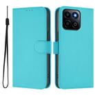 For Honor 200 Smart Skin Feel Solid Color Leather Phone Case with Lanyard(Lake Blue) - 2