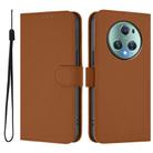 For Honor Magic5 Pro Skin Feel Solid Color Leather Phone Case with Lanyard(Brown) - 2