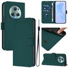 For Honor Magic5 Pro Skin Feel Solid Color Leather Phone Case with Lanyard(Dark Green) - 1