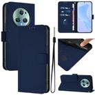 For Honor Magic5 Pro Skin Feel Solid Color Leather Phone Case with Lanyard(Navy Blue) - 1