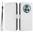 For Honor Magic5 Pro Skin Feel Solid Color Leather Phone Case with Lanyard(White) - 2