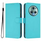 For Honor Magic5 Pro Skin Feel Solid Color Leather Phone Case with Lanyard(Lake Blue) - 2