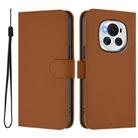 For Honor Magic6 Skin Feel Solid Color Leather Phone Case with Lanyard(Brown) - 2