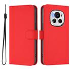 For Honor Magic6 Skin Feel Solid Color Leather Phone Case with Lanyard(Red) - 2