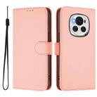 For Honor Magic6 Skin Feel Solid Color Leather Phone Case with Lanyard(Pink) - 2