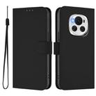 For Honor Magic6 Skin Feel Solid Color Leather Phone Case with Lanyard(Black) - 2