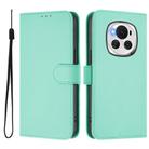 For Honor Magic6 Skin Feel Solid Color Leather Phone Case with Lanyard(Mint Green) - 2