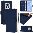 For Honor Magic6 Skin Feel Solid Color Leather Phone Case with Lanyard(Navy Blue) - 1