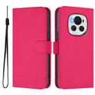 For Honor Magic6 Skin Feel Solid Color Leather Phone Case with Lanyard(Rose Red) - 2
