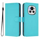 For Honor Magic6 Skin Feel Solid Color Leather Phone Case with Lanyard(Lake Blue) - 2