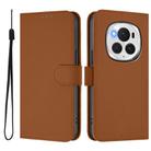 For Honor Magic6 Pro Skin Feel Solid Color Leather Phone Case with Lanyard(Brown) - 2