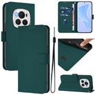 For Honor Magic6 Pro Skin Feel Solid Color Leather Phone Case with Lanyard(Dark Green) - 1
