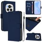 For Honor Magic6 Pro Skin Feel Solid Color Leather Phone Case with Lanyard(Navy Blue) - 1
