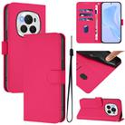 For Honor Magic6 Pro Skin Feel Solid Color Leather Phone Case with Lanyard(Rose Red) - 1