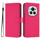 For Honor Magic6 Pro Skin Feel Solid Color Leather Phone Case with Lanyard(Rose Red) - 2