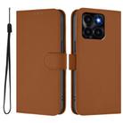 For Honor X6a 4G Skin Feel Solid Color Leather Phone Case with Lanyard(Brown) - 2