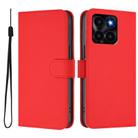 For Honor X6a 4G Skin Feel Solid Color Leather Phone Case with Lanyard(Red) - 2