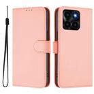 For Honor X6a 4G Skin Feel Solid Color Leather Phone Case with Lanyard(Pink) - 2