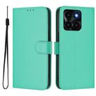 For Honor X6a 4G Skin Feel Solid Color Leather Phone Case with Lanyard(Green) - 2