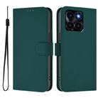 For Honor X6a 4G Skin Feel Solid Color Leather Phone Case with Lanyard(Dark Green) - 2