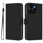 For Honor X6a 4G Skin Feel Solid Color Leather Phone Case with Lanyard(Black) - 2