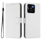 For Honor X6a 4G Skin Feel Solid Color Leather Phone Case with Lanyard(White) - 2
