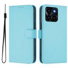 For Honor X6a 4G Skin Feel Solid Color Leather Phone Case with Lanyard(Sky Blue) - 2