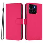 For Honor X6a 4G Skin Feel Solid Color Leather Phone Case with Lanyard(Rose Red) - 2