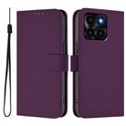 For Honor X6a 4G Skin Feel Solid Color Leather Phone Case with Lanyard(Violet) - 2