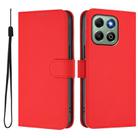 For Honor X6b 4G Skin Feel Solid Color Leather Phone Case with Lanyard(Red) - 2