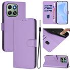 For Honor X6b 4G Skin Feel Solid Color Leather Phone Case with Lanyard(Lavender Purple) - 1