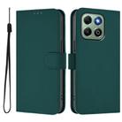 For Honor X6b 4G Skin Feel Solid Color Leather Phone Case with Lanyard(Dark Green) - 2