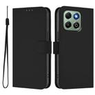 For Honor X6b 4G Skin Feel Solid Color Leather Phone Case with Lanyard(Black) - 2