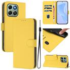 For Honor X6b 4G Skin Feel Solid Color Leather Phone Case with Lanyard(Lemon Yellow) - 1