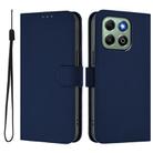For Honor X6b 4G Skin Feel Solid Color Leather Phone Case with Lanyard(Navy Blue) - 2