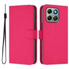 For Honor X6b 4G Skin Feel Solid Color Leather Phone Case with Lanyard(Rose Red) - 2