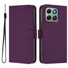 For Honor X6b 4G Skin Feel Solid Color Leather Phone Case with Lanyard(Violet) - 2