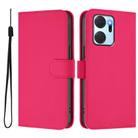For Honor X7a 4G / Play7T 5G Skin Feel Solid Color Leather Phone Case with Lanyard(Rose Red) - 2
