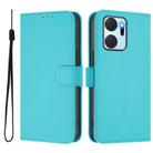 For Honor X7a 4G / Play7T 5G Skin Feel Solid Color Leather Phone Case with Lanyard(Lake Blue) - 2