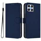 For Honor X8 5G / X6 4G / 70 Lite 5G Skin Feel Solid Color Leather Phone Case with Lanyard(Navy Blue) - 2