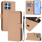 For Honor X8b 4G Skin Feel Solid Color Leather Phone Case with Lanyard(Nude) - 1