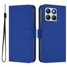 For Honor X8b 4G Skin Feel Solid Color Leather Phone Case with Lanyard(Dark Blue) - 2