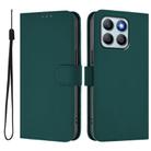 For Honor X8b 4G Skin Feel Solid Color Leather Phone Case with Lanyard(Dark Green) - 2