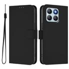 For Honor X8b 4G Skin Feel Solid Color Leather Phone Case with Lanyard(Black) - 2