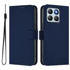 For Honor X8b 4G Skin Feel Solid Color Leather Phone Case with Lanyard(Navy Blue) - 2