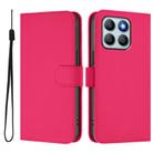 For Honor X8b 4G Skin Feel Solid Color Leather Phone Case with Lanyard(Rose Red) - 2