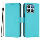 For Honor X8b 4G Skin Feel Solid Color Leather Phone Case with Lanyard(Lake Blue) - 2