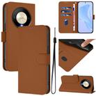 For Honor X9b / Magic6 Lite 5G Skin Feel Solid Color Leather Phone Case with Lanyard(Brown) - 1